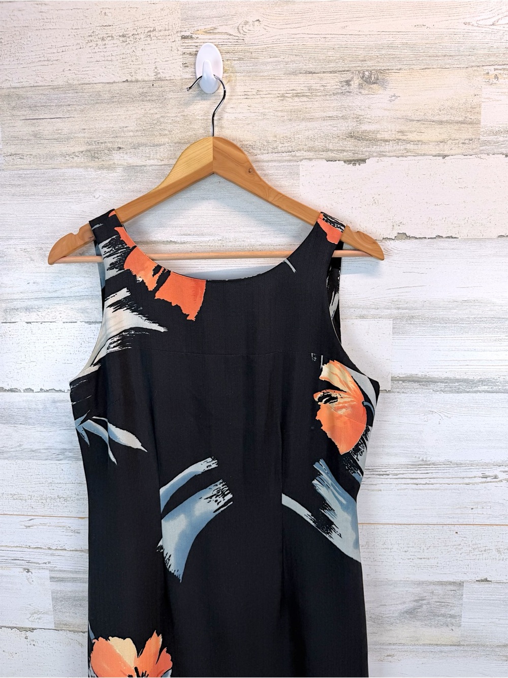 Vintage Tori Richard 100% Silk Floral Maxi Dress Black Hawaiian Medium - Picture 4 of 11